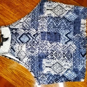 Blue Tribal Print Crop Top